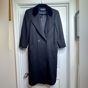 Vintage Herman Kay Women’s Long Wool Coat Velvet Trim *No Size* Made In USA 🇺🇸